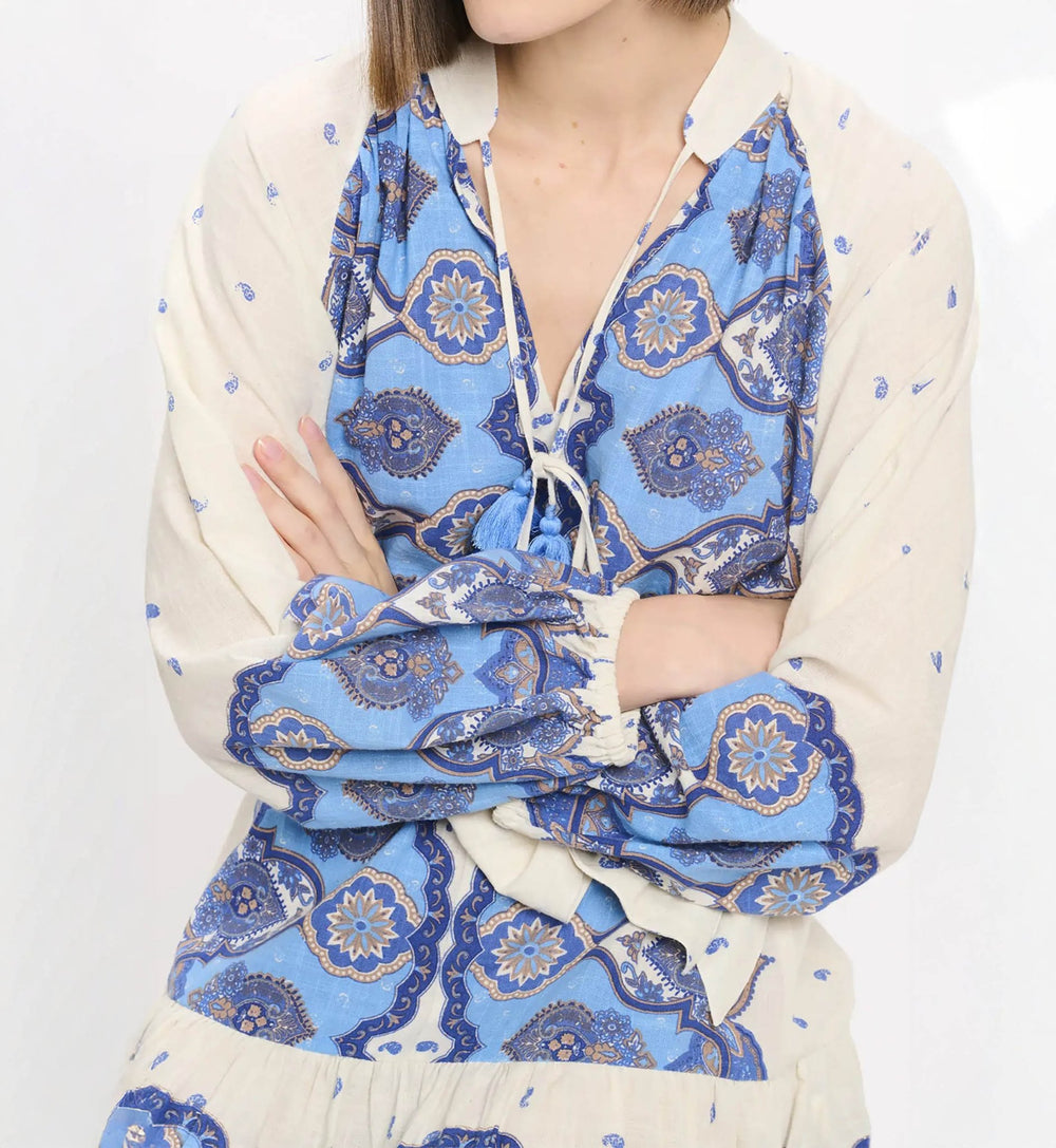 Danae Short Dress in Blues - obligato