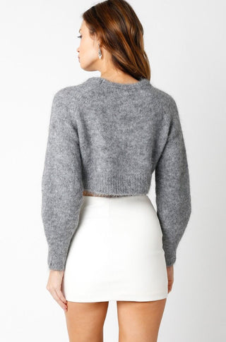 Dani Crop Heather Grey Sweater - obligato