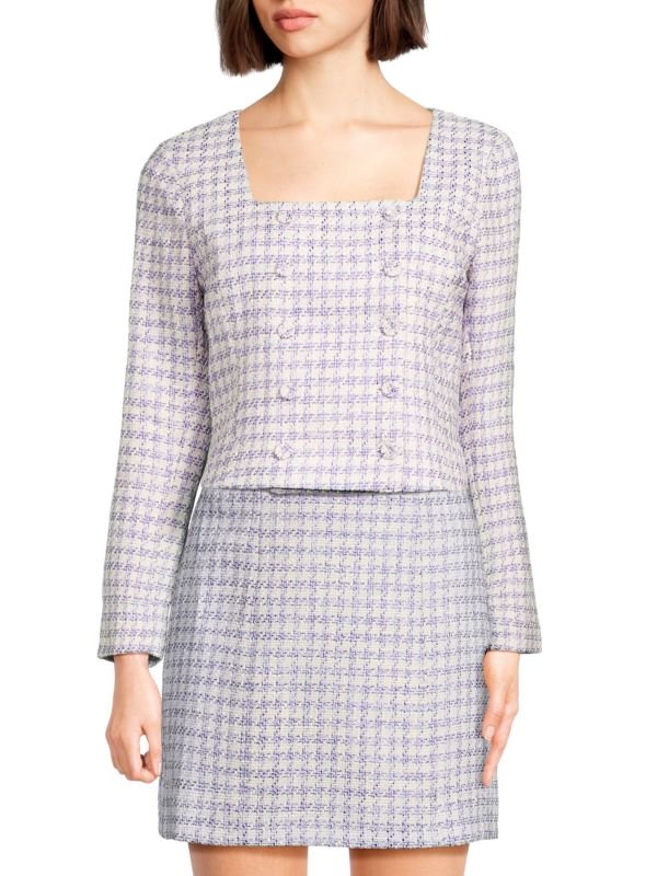 Dasha Houndstooth Tweed Blazer Top - obligato