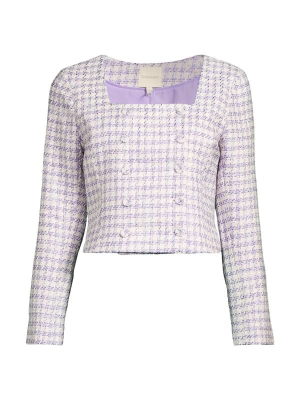 Dasha Houndstooth Tweed Blazer Top - obligato