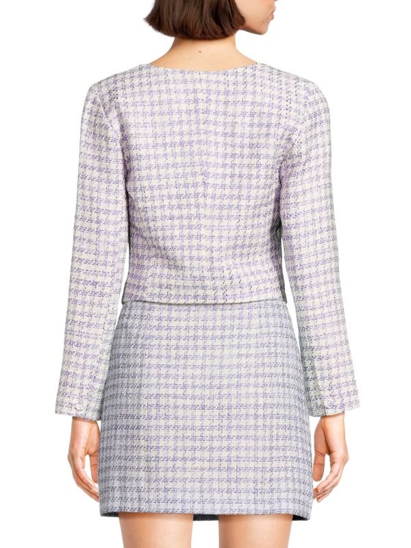 Dasha Houndstooth Tweed Blazer Top - obligato
