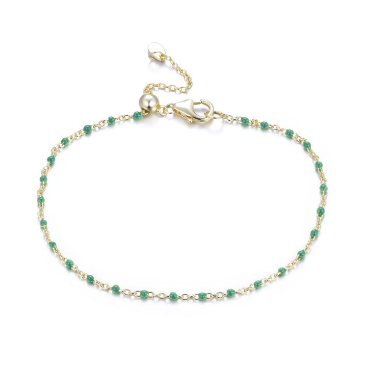Enamel Beaded Chain Bracelet: Tangerine / Gold
