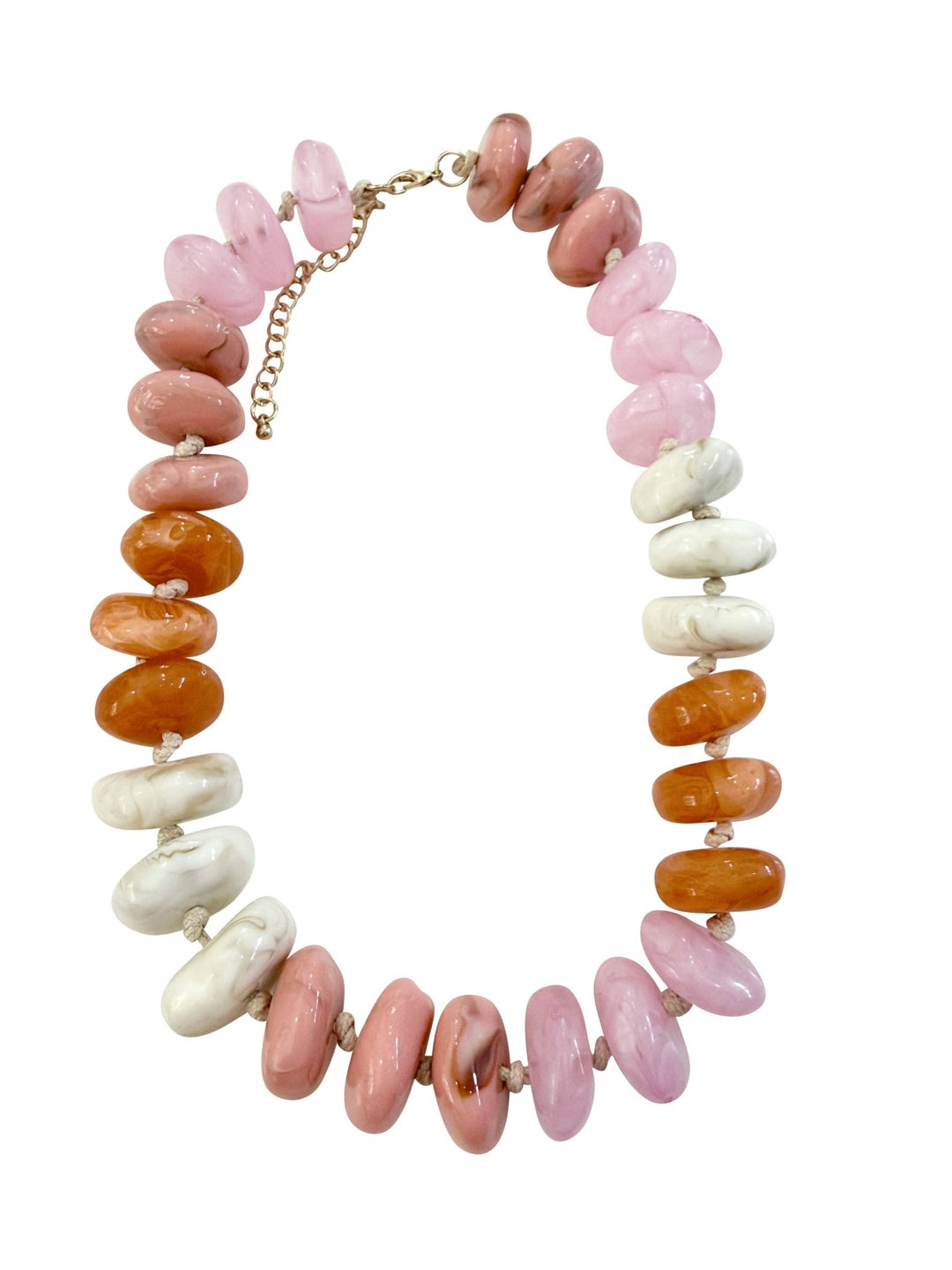 Delray Chunky Beaded Necklace- Pink/Orange Mix - obligato