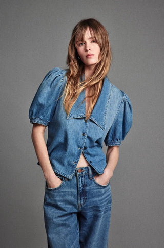 Denim Sailor Blouse in Starlet - obligato