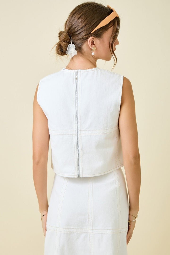 Denim Top with Back Zipper - obligato