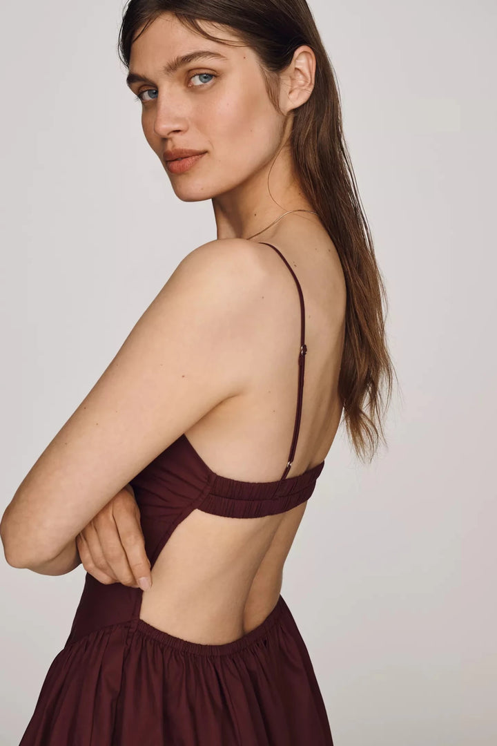 Destene Sweetheart Midi Dress in Plum - obligato