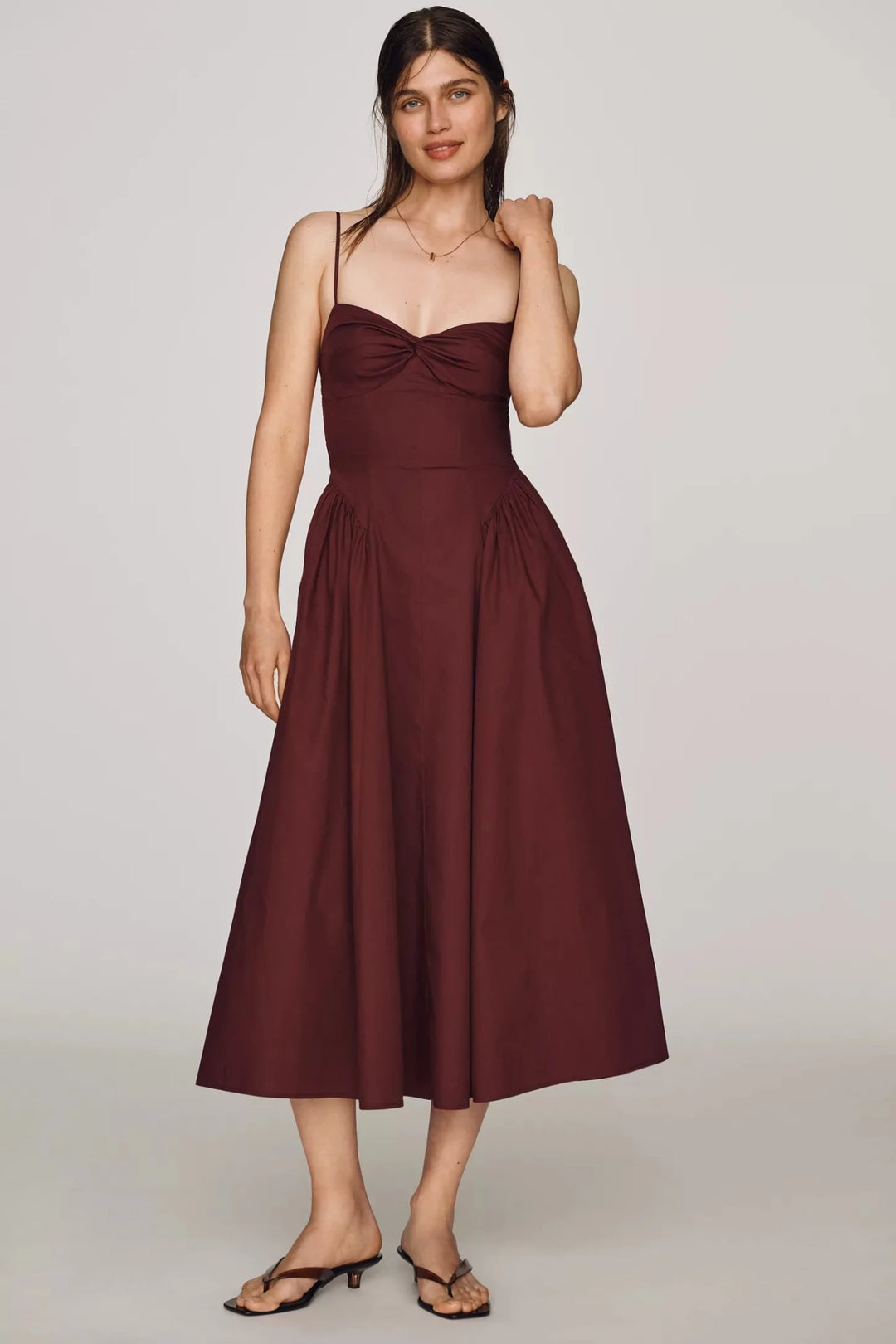 Destene Sweetheart Midi Dress in Plum - obligato
