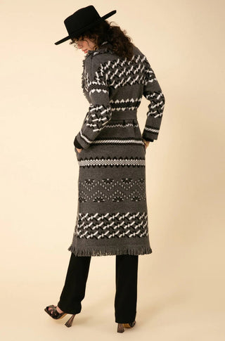 Diane Midi Jacquard Sweater in Greys - obligato