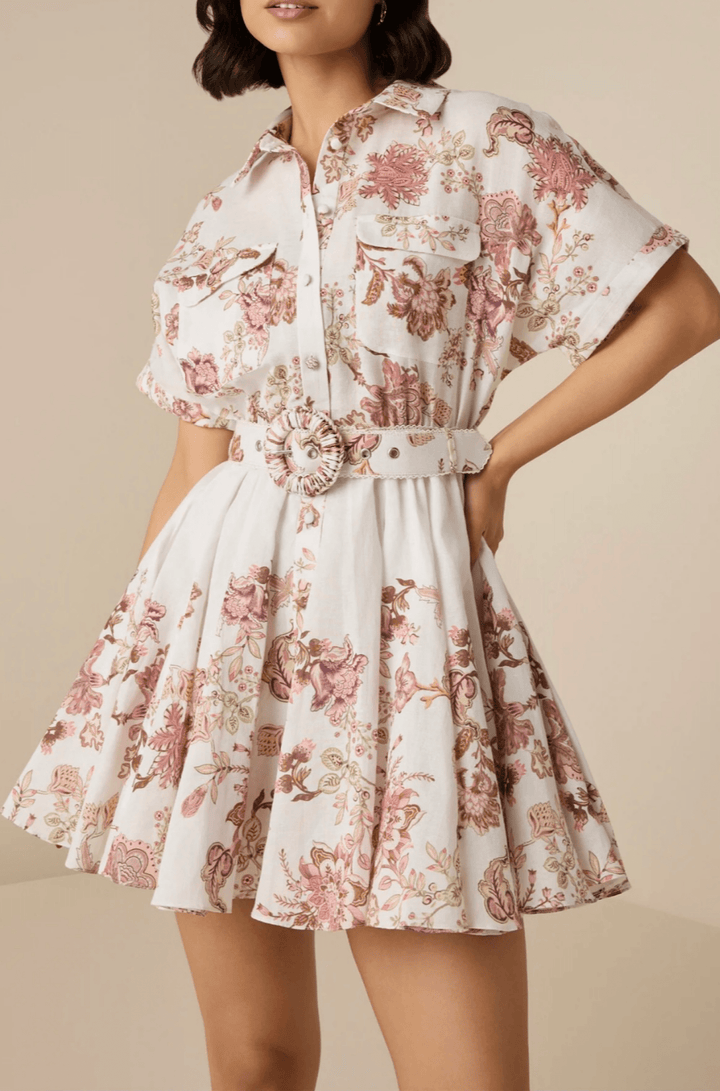 Diza Belted Short Dress - obligato