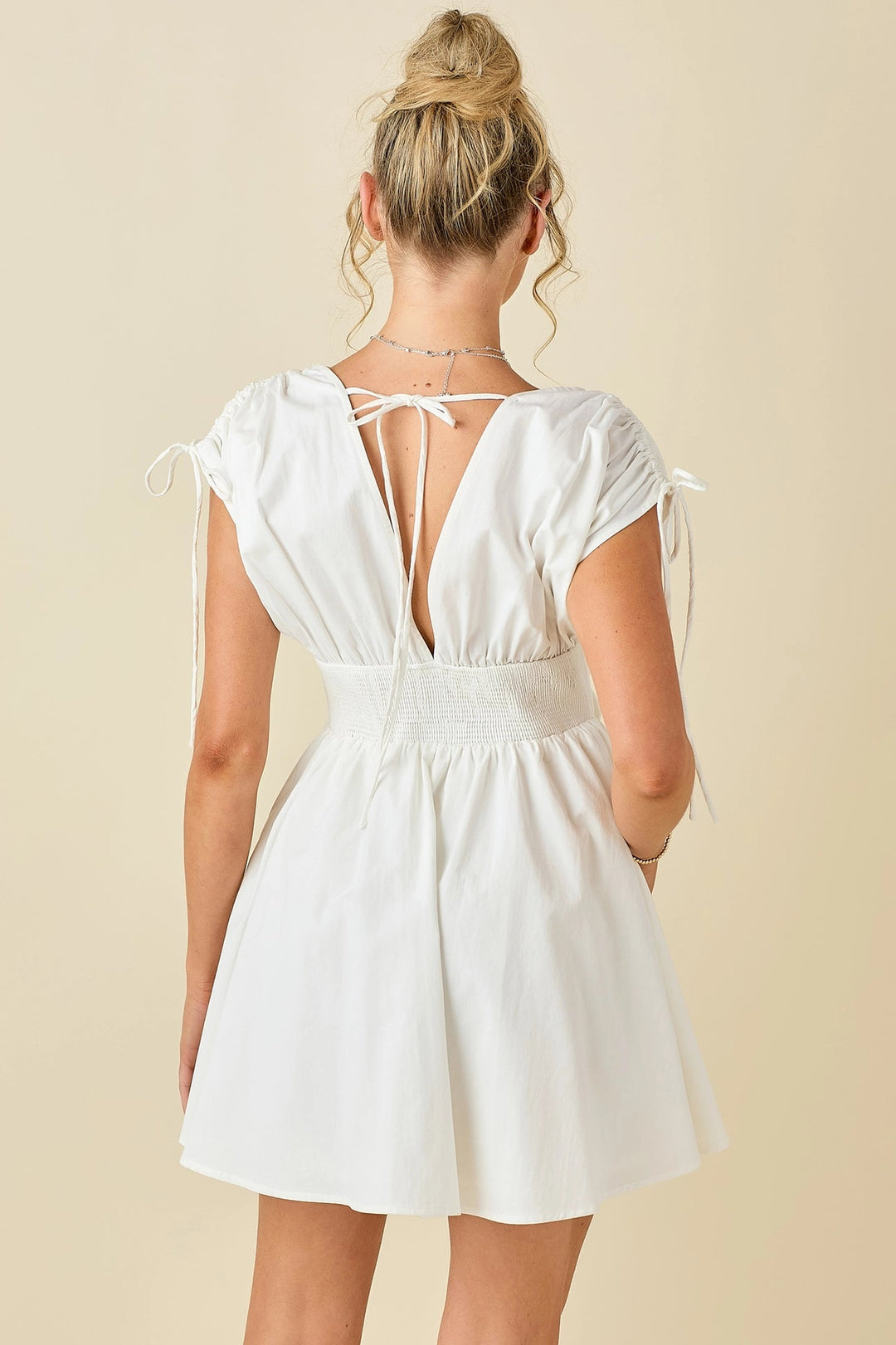 Double V Neck Dropped Shoulder Dress - obligato