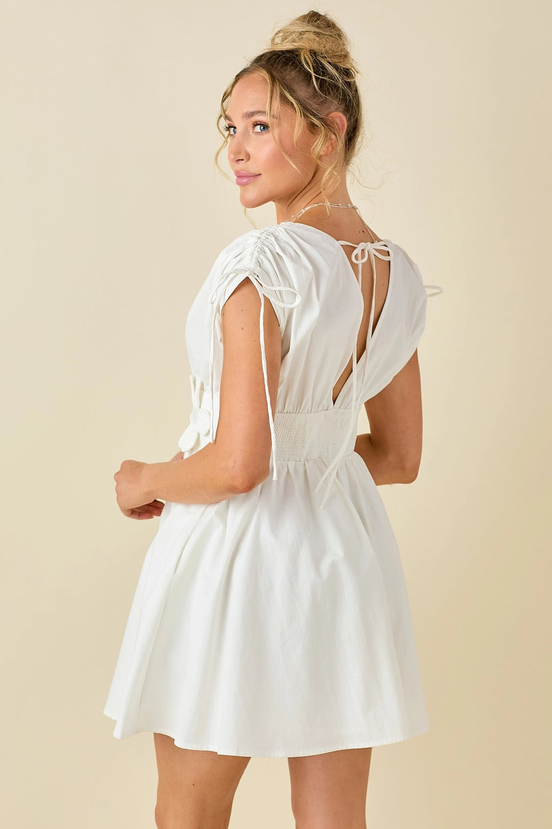 Double V Neck Dropped Shoulder Dress - obligato