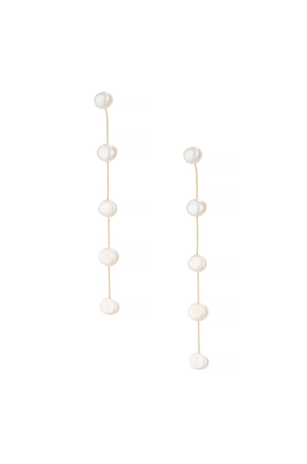 Dripping Pearl Delicate Drop Earrings: White Pearl with 18k Gold Plating / One Size - obligato