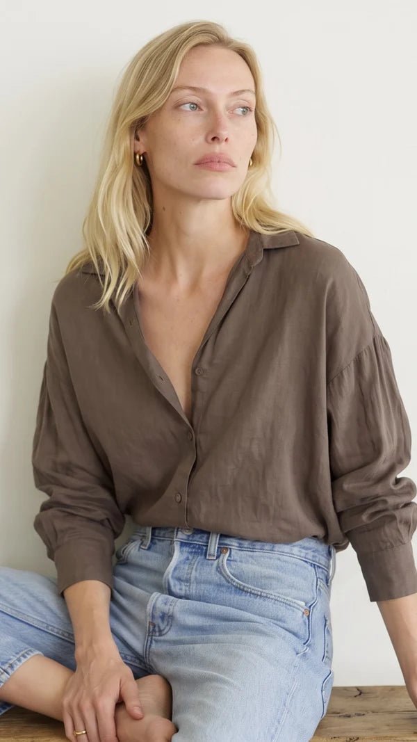 Drop Shoulder Shirt in Hermes Brown - obligato
