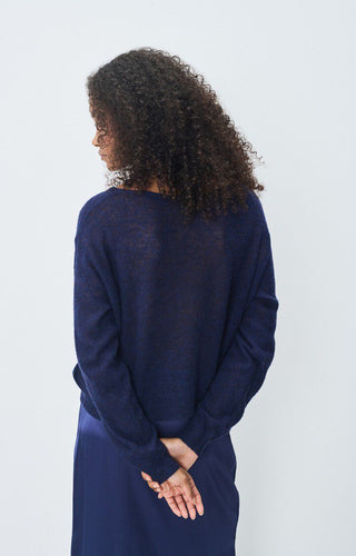 DUMY Lightweight Knit Sweater in Navy - obligato