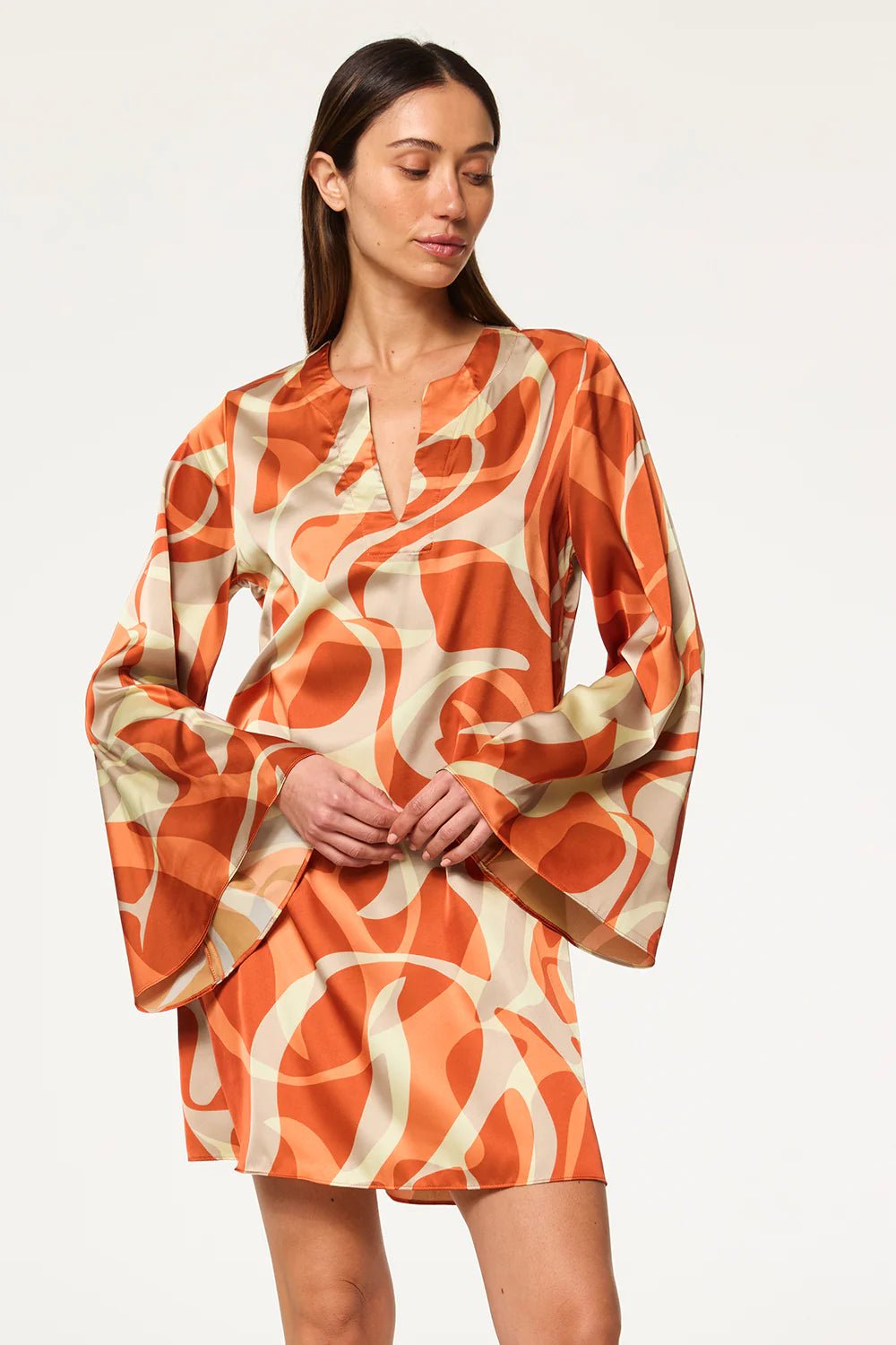 Dusty Tunic Dress in Mango Abstract - obligato