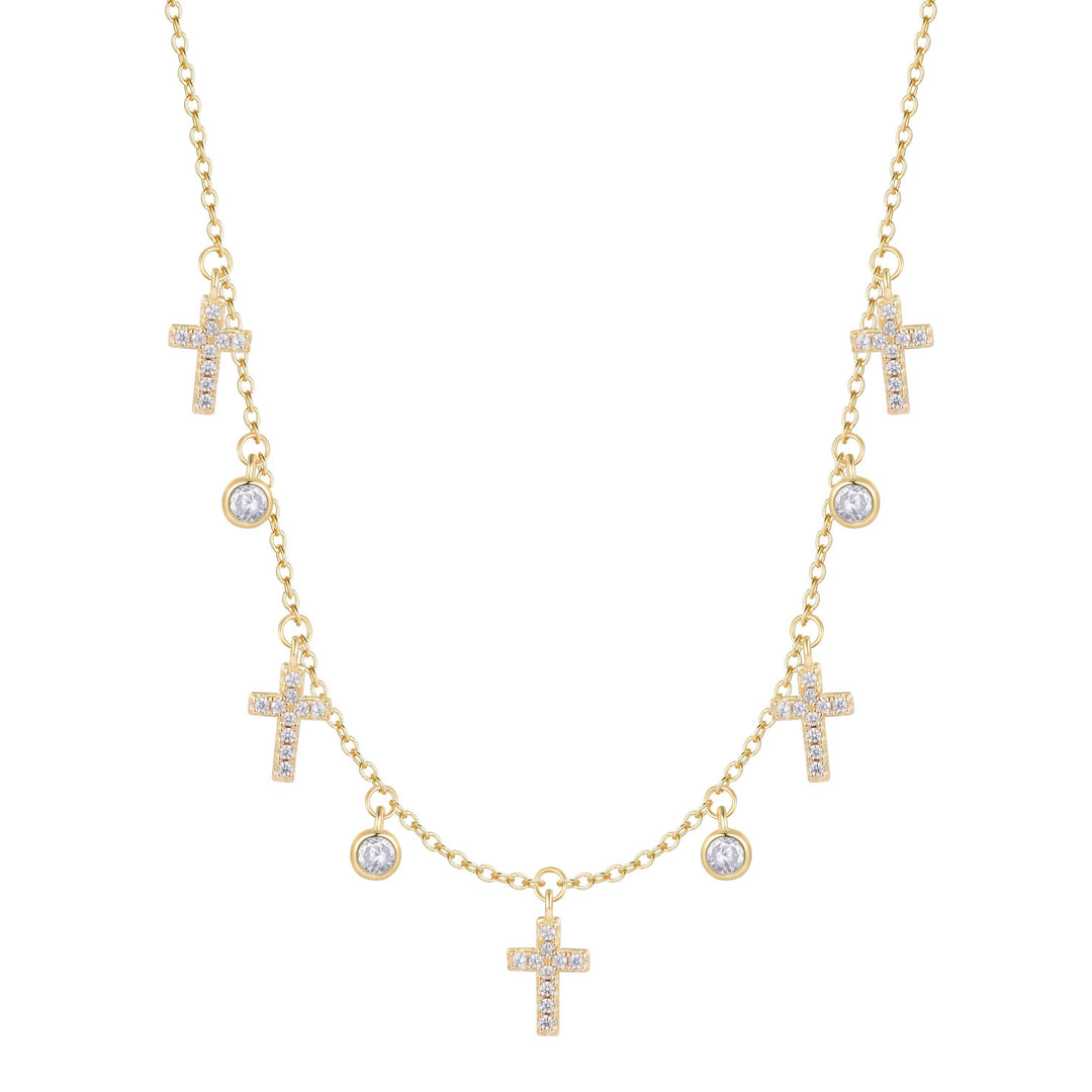Mini Cross Choker Necklace: Gold