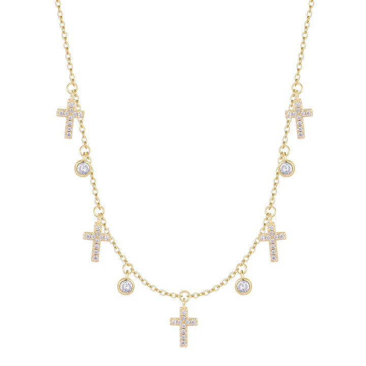 Mini Cross Choker Necklace: Gold