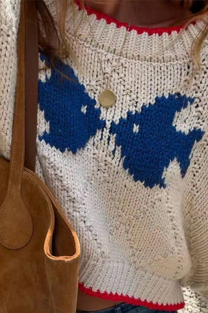 Cropped Fish Knit Sweatshirt
