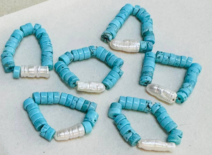 Keshi Pearl Turquoise Bandana Stretch Charm