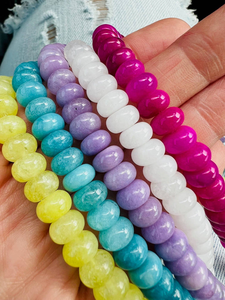 Lilly Gemstone Bead Necklace multi-color 8mm opals jade : Soft orange