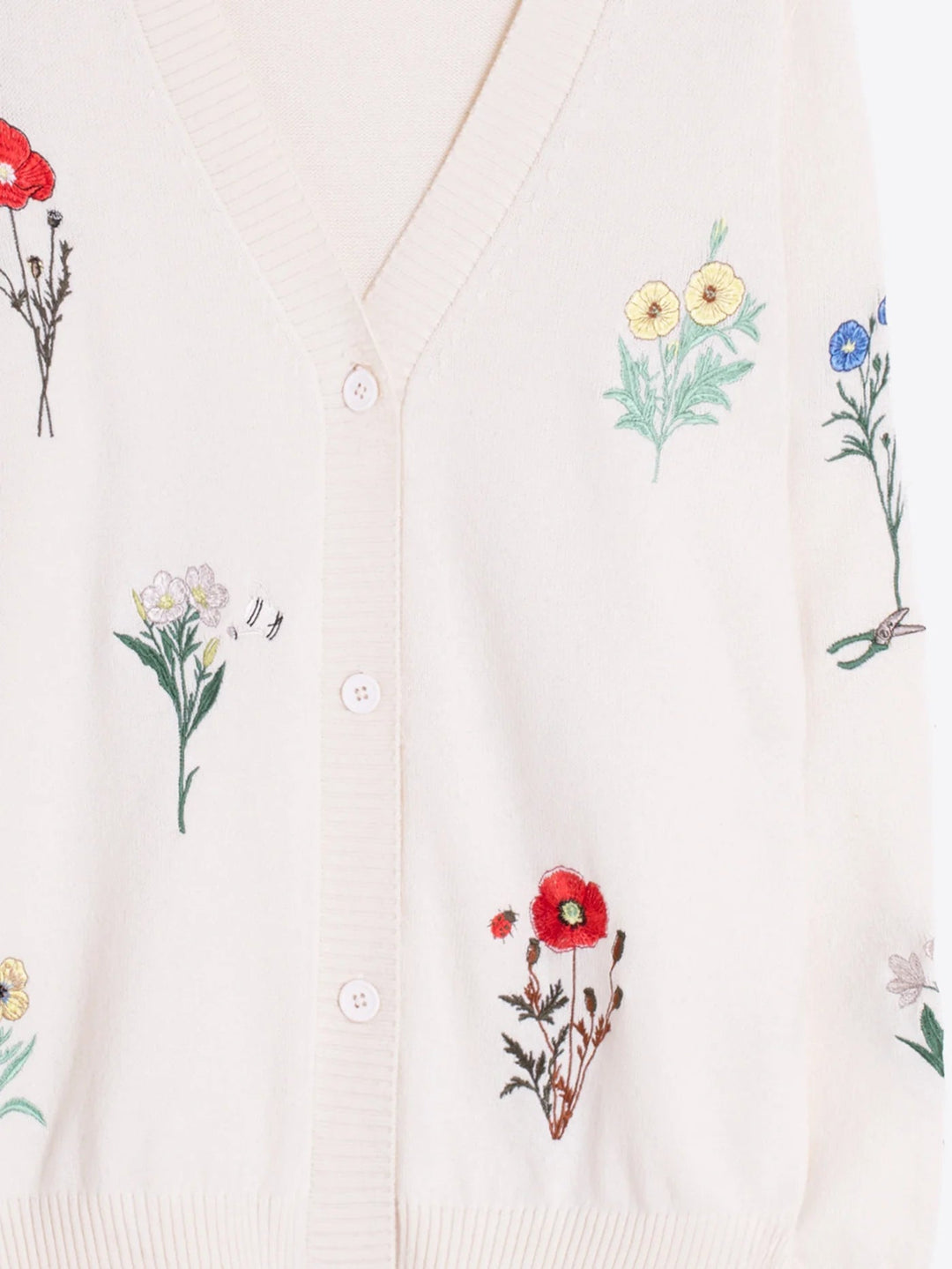 Ecru Cardigan with Floral Embroidery - obligato