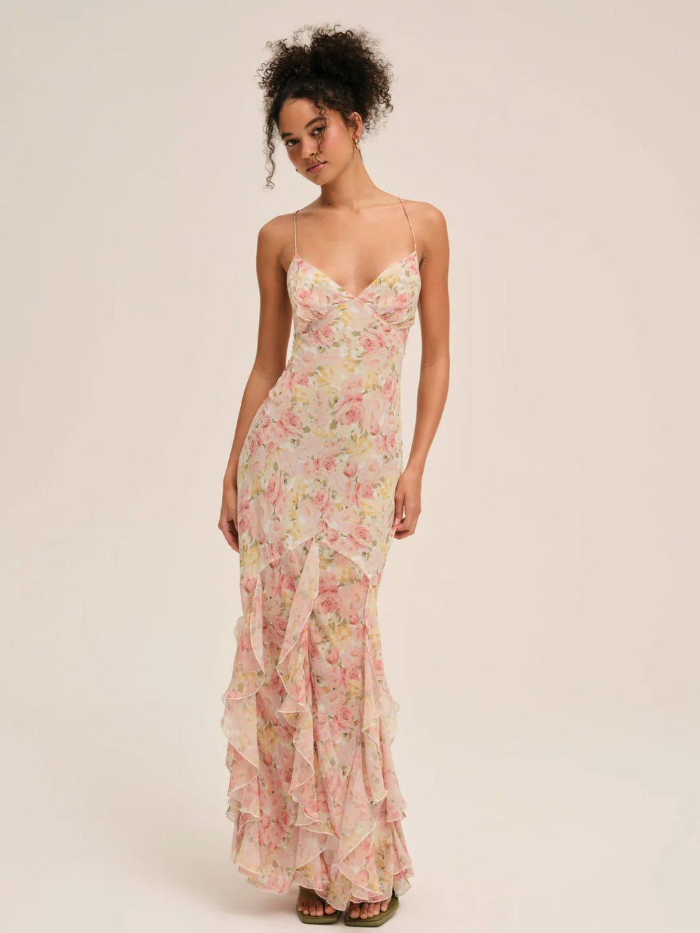 Elea Maxi Dress in Peach Pink - obligato