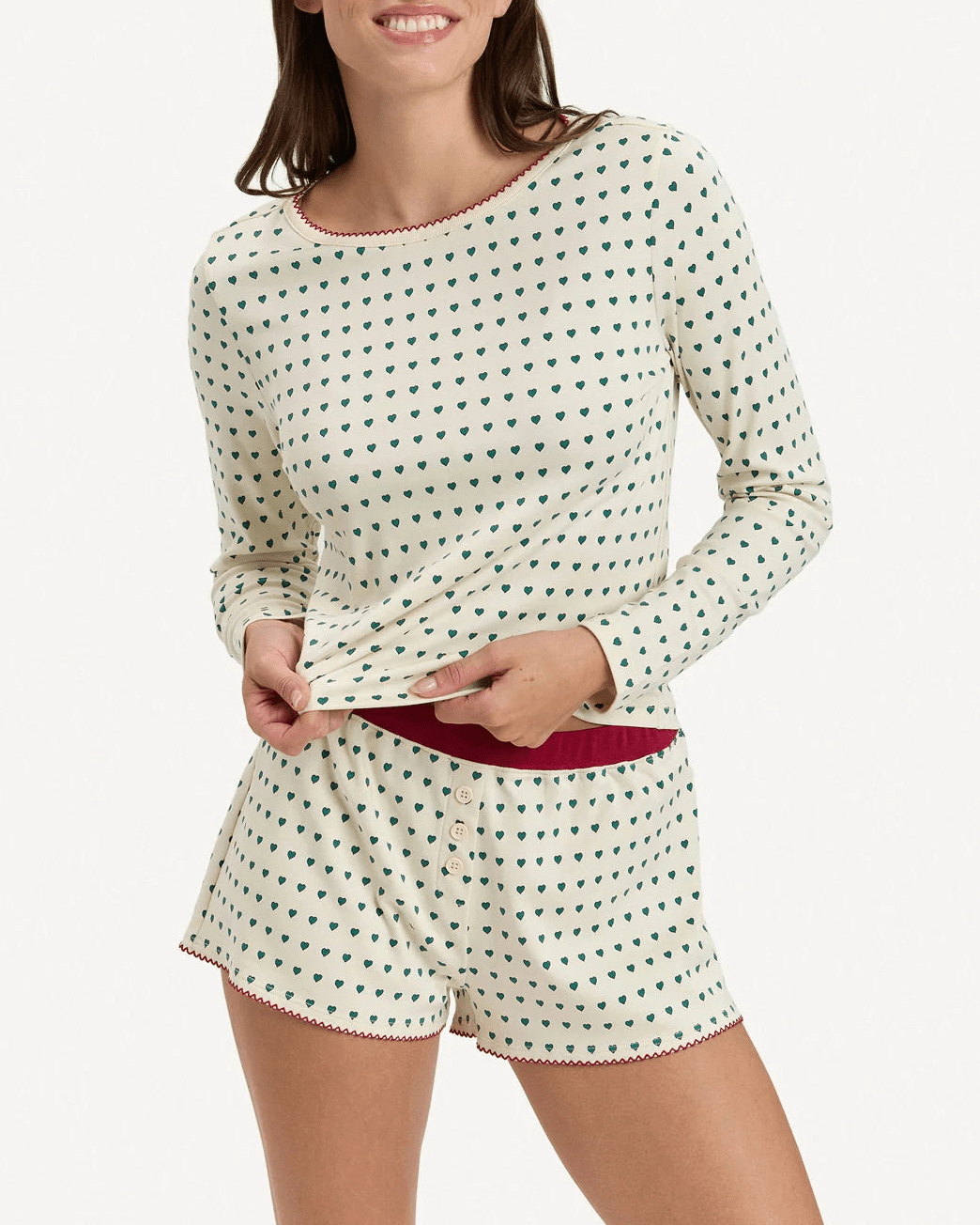Ellie Shortie PJ Set in Floating Hearts - obligato