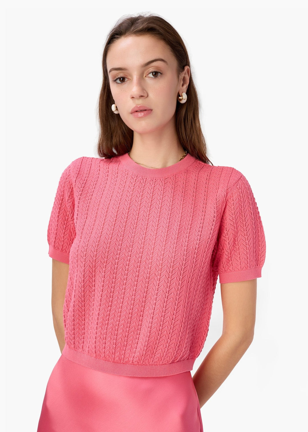 Ellory Cotton Kit Top in Hibiscus - obligato