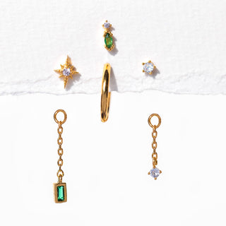 Emerald Dreamscape Earring Set: Gold - obligato