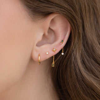 Emerald Dreamscape Earring Set: Gold - obligato