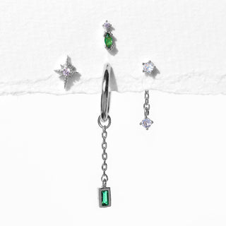Emerald Dreamscape Earring Set: Gold - obligato