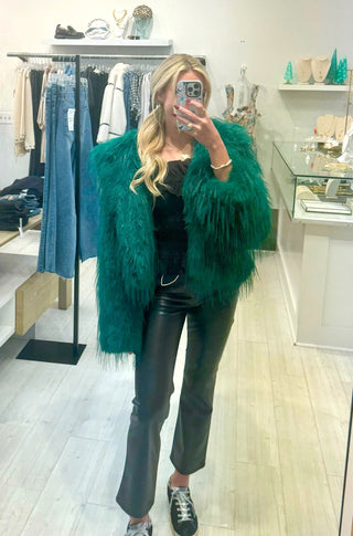 Emerald Faux Fur Short Jacket - obligato