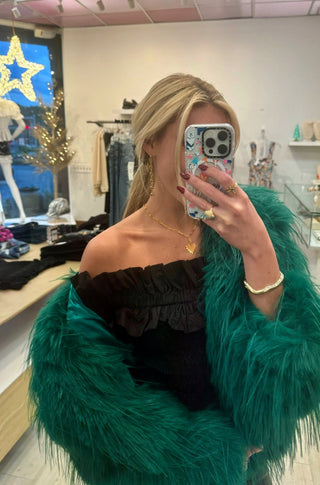 Emerald Faux Fur Short Jacket - obligato