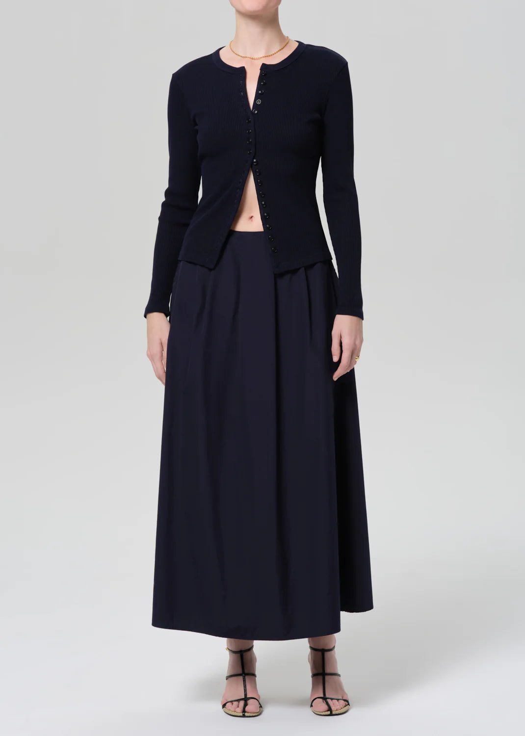 Emi Poplin Skirt in Navy - obligato