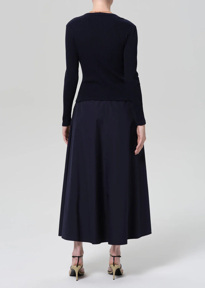 Emi Poplin Skirt in Navy - obligato