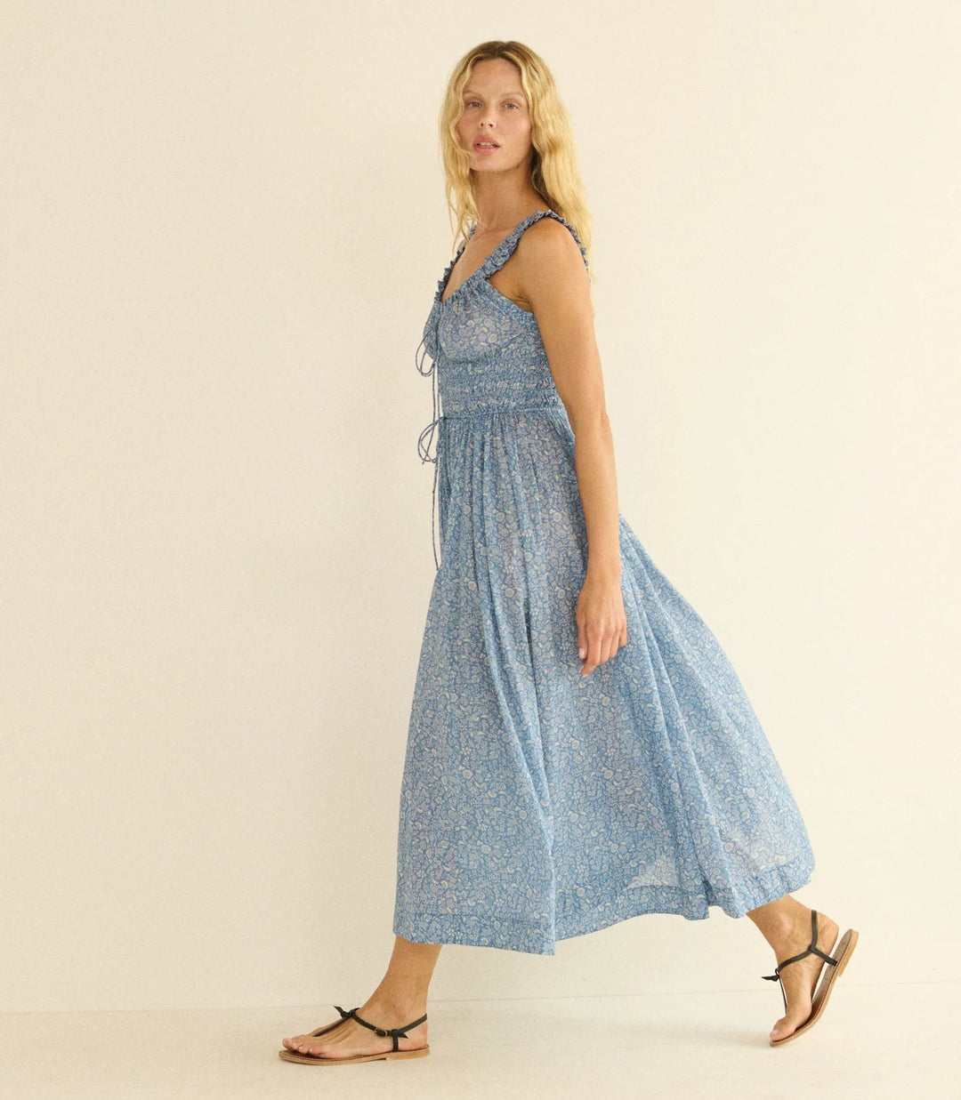 Emmaretta Dress in Blue Garden Bloom - obligato