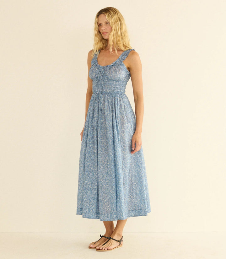 Emmaretta Dress in Blue Garden Bloom - obligato