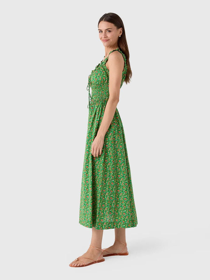 Emmaretta Dress in Emerald Jardin Du Chateau - obligato