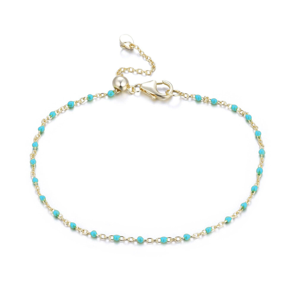 Enamel Beaded Chain Bracelet: Dark Green / Gold - obligato