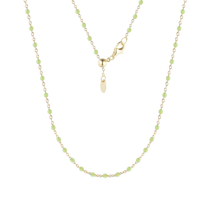 Enamel Beaded Chain Necklace: Dark Green / Gold - obligato
