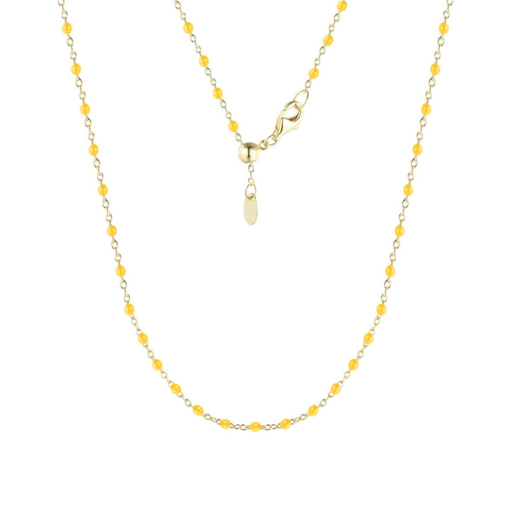 Enamel Beaded Chain Necklace: Orange / Gold - obligato
