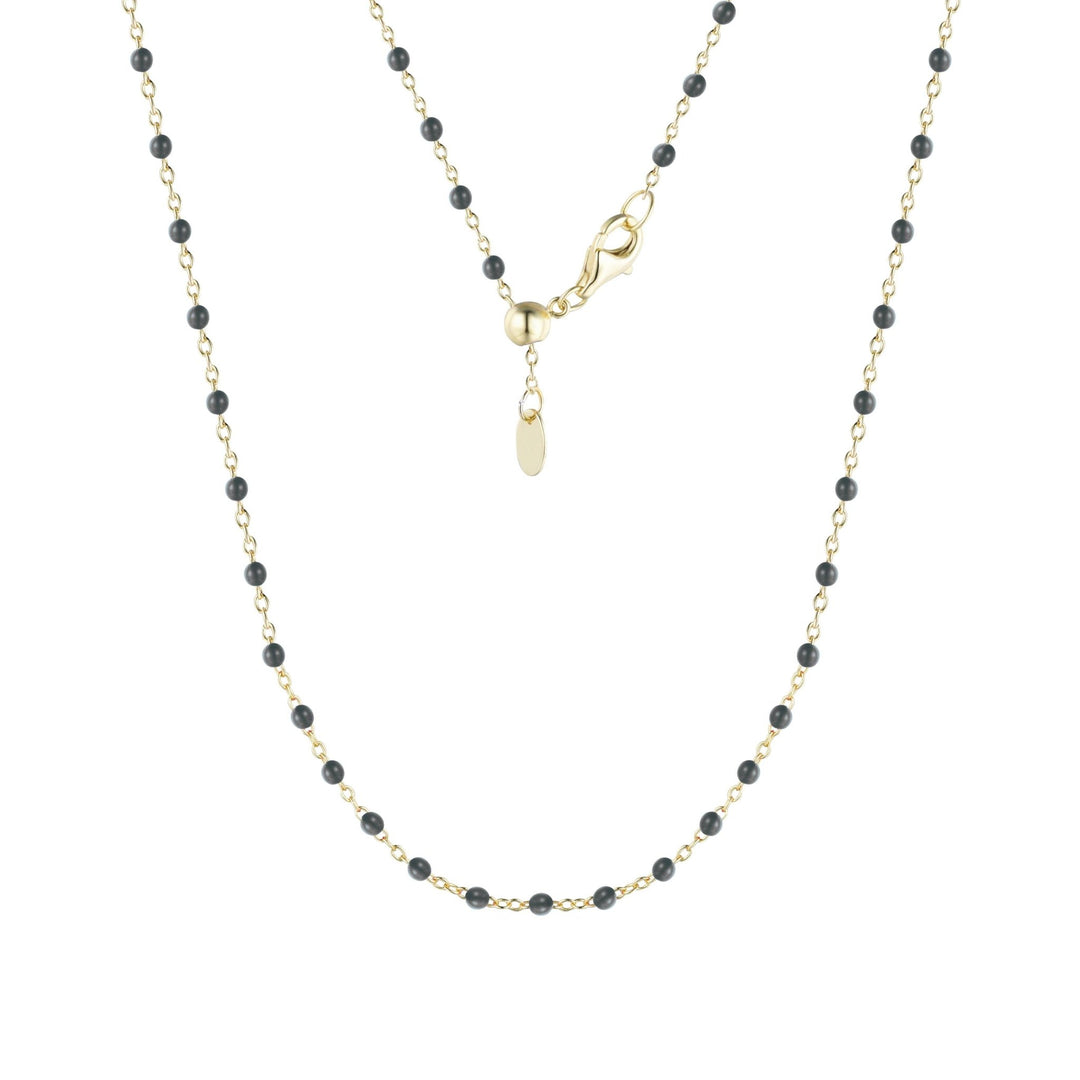 Enamel Beaded Chain Necklace: Orange / Gold - obligato