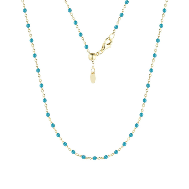 Enamel Beaded Chain Necklace: Orange / Gold - obligato
