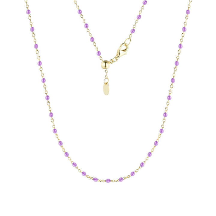 Enamel Beaded Chain Necklace: Turquoise / Gold - obligato