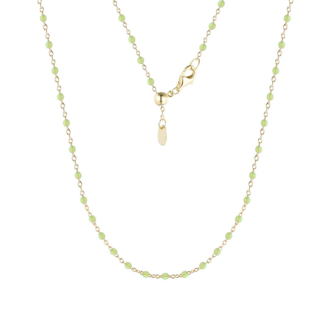 Enamel Beaded Chain Necklace: Turquoise / Gold - obligato