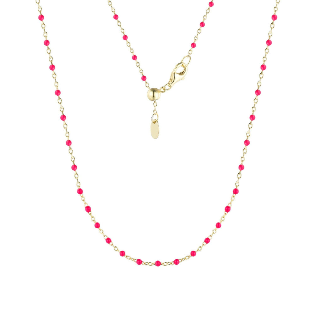 Enamel Beaded Chain Necklace: Turquoise / Gold - obligato