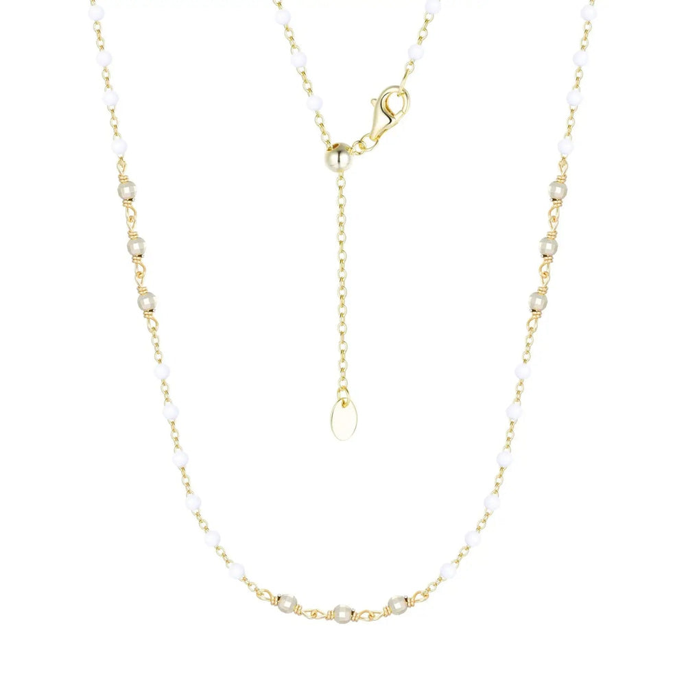 Enamel Beaded Chain Necklace with Sparkle Beads - obligato