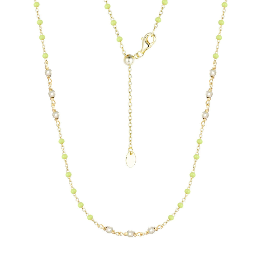 Enamel Beaded Chain Necklace With Sparkle Beads: Tangerine / Gold - obligato