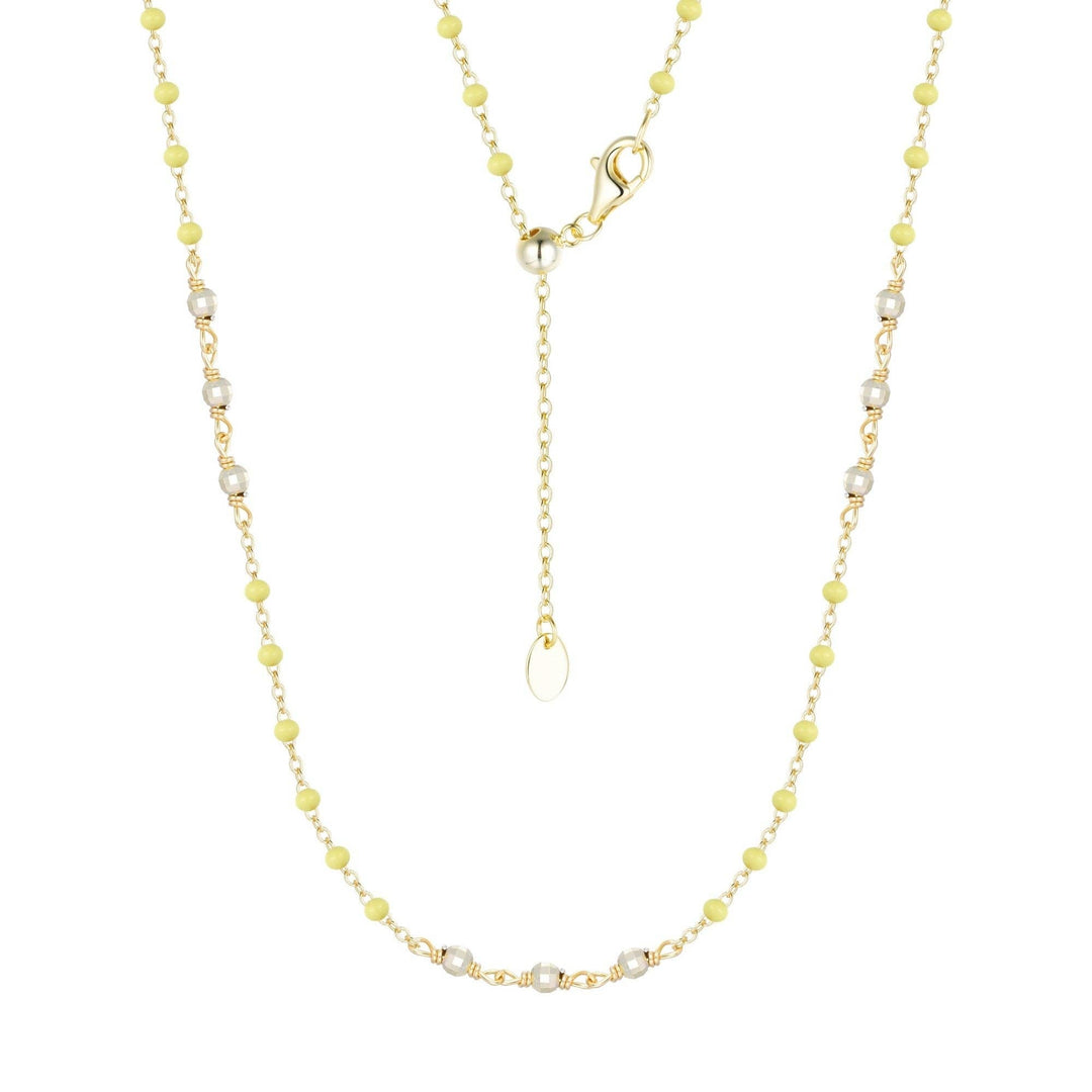 Enamel Beaded Chain Necklace With Sparkle Beads: Tangerine / Gold - obligato