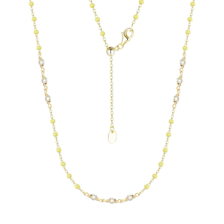 Enamel Beaded Chain Necklace With Sparkle Beads: Tangerine / Gold - obligato